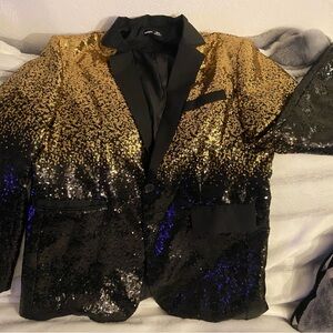 Gold and Black Sequin Mens Jacket